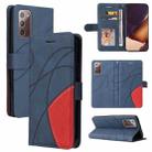 For Samsung Galaxy Note20 Dual-color Splicing Horizontal Flip PU Leather Case with Holder & Card Slots & Wallet(Blue) - 1