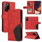 For Samsung Galaxy Note20 Ultra Dual-color Splicing Horizontal Flip PU Leather Case with Holder & Card Slots & Wallet(Red) - 1