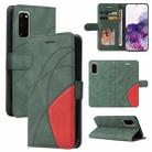 For Samsung Galaxy S20 Dual-color Splicing Horizontal Flip PU Leather Case with Holder & Card Slots & Wallet(Green) - 1