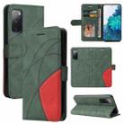 For Samsung Galaxy S20 FE 5G Dual-color Splicing Horizontal Flip PU Leather Case with Holder & Card Slots & Wallet(Green) - 1