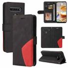 For LG K61 Dual-color Splicing Horizontal Flip PU Leather Case with Holder & Card Slots & Wallet(Black) - 1