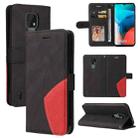 For Motorola Moto E7 Dual-color Splicing Horizontal Flip PU Leather Case with Holder & Card Slots & Wallet(Black) - 1