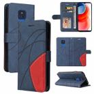 For Motorola Moto G Play 2021 Dual-color Splicing Horizontal Flip PU Leather Case with Holder & Card Slots & Wallet(Blue) - 1