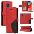 For Motorola Moto G Play 2021 Dual-color Splicing Horizontal Flip PU Leather Case with Holder & Card Slots & Wallet(Red) - 1