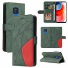 For Motorola Moto G Play 2021 Dual-color Splicing Horizontal Flip PU Leather Case with Holder & Card Slots & Wallet(Green) - 1