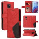 For Motorola Moto G Power 2021 Dual-color Splicing Horizontal Flip PU Leather Case with Holder & Card Slots & Wallet(Red) - 1