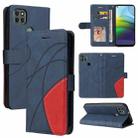 For Motorola Moto G9 Power Dual-color Splicing Horizontal Flip PU Leather Case with Holder & Card Slots & Wallet(Blue) - 1