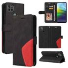 For Motorola Moto G9 Power Dual-color Splicing Horizontal Flip PU Leather Case with Holder & Card Slots & Wallet(Black) - 1