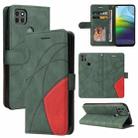 For Motorola Moto G9 Power Dual-color Splicing Horizontal Flip PU Leather Case with Holder & Card Slots & Wallet(Green) - 1