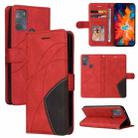 For Motorola Moto G50 Dual-color Splicing Horizontal Flip PU Leather Case with Holder & Card Slots & Wallet(Red) - 1