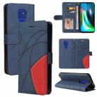 For Motorola Moto G9 Play Dual-color Splicing Horizontal Flip PU Leather Case with Holder & Card Slots & Wallet(Blue) - 1