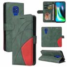 For Motorola Moto G9 Play Dual-color Splicing Horizontal Flip PU Leather Case with Holder & Card Slots & Wallet(Green) - 1