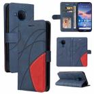 For Nokia 3.4 / 5.4 Dual-color Splicing Horizontal Flip PU Leather Case with Holder & Card Slots & Wallet(Blue) - 1