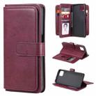 For OPPO A72 5G / A73 5G Multifunctional Magnetic Copper Buckle Horizontal Flip Solid Color Leather Case with 10 Card Slots & Wallet & Holder & Photo Frame(Wine Red) - 1