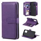 For OPPO Realme V13 5G Multifunctional Magnetic Copper Buckle Horizontal Flip Solid Color Leather Case with 10 Card Slots & Wallet & Holder & Photo Frame(Purple) - 1