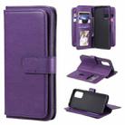 For OPPO Reno5 5G Multifunctional Magnetic Copper Buckle Horizontal Flip Solid Color Leather Case with 10 Card Slots & Wallet & Holder & Photo Frame(Purple) - 1