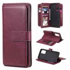 For OPPO Reno5 Pro 5G Multifunctional Magnetic Copper Buckle Horizontal Flip Solid Color Leather Case with 10 Card Slots & Wallet & Holder & Photo Frame(Wine Red) - 1