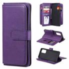 For OPPO Reno5 Pro 5G Multifunctional Magnetic Copper Buckle Horizontal Flip Solid Color Leather Case with 10 Card Slots & Wallet & Holder & Photo Frame(Purple) - 1