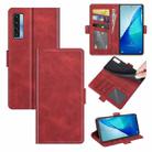 For TCL 20S / 20 5G / 20L Dual-side Magnetic Buckle Horizontal Flip Leather Case with Holder & Card Slots & Wallet(Red) - 1