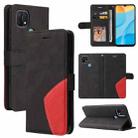 For OPPO A15 Dual-color Splicing Horizontal Flip PU Leather Case with Holder & Card Slots & Wallet(Black) - 1