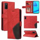 For OPPO A52 / A72 / A92 Dual-color Splicing Horizontal Flip PU Leather Case with Holder & Card Slots & Wallet(Red) - 1