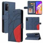 For OPPO A93 5G Dual-color Splicing Horizontal Flip PU Leather Case with Holder & Card Slots & Wallet(Blue) - 1