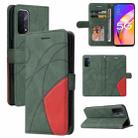 For OPPO A93 5G Dual-color Splicing Horizontal Flip PU Leather Case with Holder & Card Slots & Wallet(Green) - 1