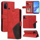 For OPPO A53 / A33 2020 / A32 / A53s Dual-color Splicing Horizontal Flip PU Leather Case with Holder & Card Slots & Wallet(Red) - 1