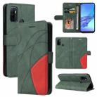 For OPPO A53 / A33 2020 / A32 / A53s Dual-color Splicing Horizontal Flip PU Leather Case with Holder & Card Slots & Wallet(Green) - 1