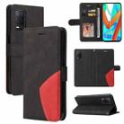 For OPPO Realme V13 5G Dual-color Splicing Horizontal Flip PU Leather Case with Holder & Card Slots & Wallet(Black) - 1