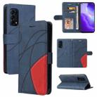 For OPPO Reno5 5G / Find X3 Lite Dual-color Splicing Horizontal Flip PU Leather Case with Holder & Card Slots & Wallet(Blue) - 1