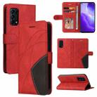 For OPPO Reno5 5G / Find X3 Lite Dual-color Splicing Horizontal Flip PU Leather Case with Holder & Card Slots & Wallet(Red) - 1