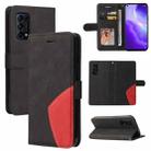 For OPPO Reno5 5G / Find X3 Lite Dual-color Splicing Horizontal Flip PU Leather Case with Holder & Card Slots & Wallet(Black) - 1