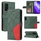 For OPPO Reno5 5G / Find X3 Lite Dual-color Splicing Horizontal Flip PU Leather Case with Holder & Card Slots & Wallet(Green) - 1