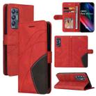 For OPPO Reno5 Pro+ 5G / Find X3 Neo Dual-color Splicing Horizontal Flip PU Leather Case with Holder & Card Slots & Wallet(Red) - 1