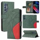 For OPPO Reno5 Pro+ 5G / Find X3 Neo Dual-color Splicing Horizontal Flip PU Leather Case with Holder & Card Slots & Wallet(Green) - 1