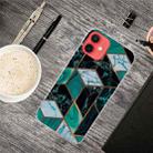 For iPhone 13 mini Abstract Marble Pattern TPU Protective Case (Rhombus Dark Green) - 1