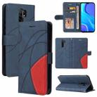 For Xiaomi Redmi 9 Dual-color Splicing Horizontal Flip PU Leather Case with Holder & Card Slots & Wallet(Blue) - 1