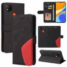 For Xiaomi Redmi 9C Dual-color Splicing Horizontal Flip PU Leather Case with Holder & Card Slots & Wallet(Black) - 1