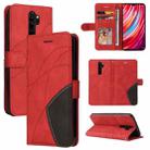 For Xiaomi Redmi Note 8 Pro Dual-color Splicing Horizontal Flip PU Leather Case with Holder & Card Slots & Wallet(Red) - 1