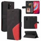 For Xiaomi Redmi Note 8 Pro Dual-color Splicing Horizontal Flip PU Leather Case with Holder & Card Slots & Wallet(Black) - 1