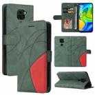 For Xiaomi Redmi Note 9 Dual-color Splicing Horizontal Flip PU Leather Case with Holder & Card Slots & Wallet(Green) - 1