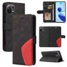 For Xiaomi Mi 11 Lite Dual-color Splicing Horizontal Flip PU Leather Case with Holder & Card Slots & Wallet(Black) - 1