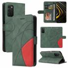 For Xiaomi Poco M3/Redmi Note 9 4G CN Version Dual-color Splicing Horizontal Flip PU Leather Case with Holder & Card Slots & Wallet(Green) - 1