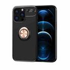 For iPhone 13 Pro Metal Ring Holder 360 Degree Rotating TPU Case (Black+Rose Gold) - 1