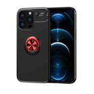For iPhone 13 Pro Metal Ring Holder 360 Degree Rotating TPU Case (Black+Red) - 1