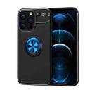 For iPhone 13 Pro Metal Ring Holder 360 Degree Rotating TPU Case (Black+Blue) - 1