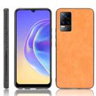 For vivo V21e Shockproof Sewing Cow Skin Texture PC + PU + TPU Case(Orange) - 1