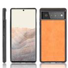 For Google Pixel 6 Pro Shockproof Sewing Cow Skin Texture PC + PU + TPU Case(Orange) - 1