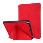 For iPad 10.2 2021 / 2020 / 2019 / iPad 10.2 2020 Silk Texture Horizontal Deformation Flip Leather Case with Holder & Pen Slot(Red) - 1